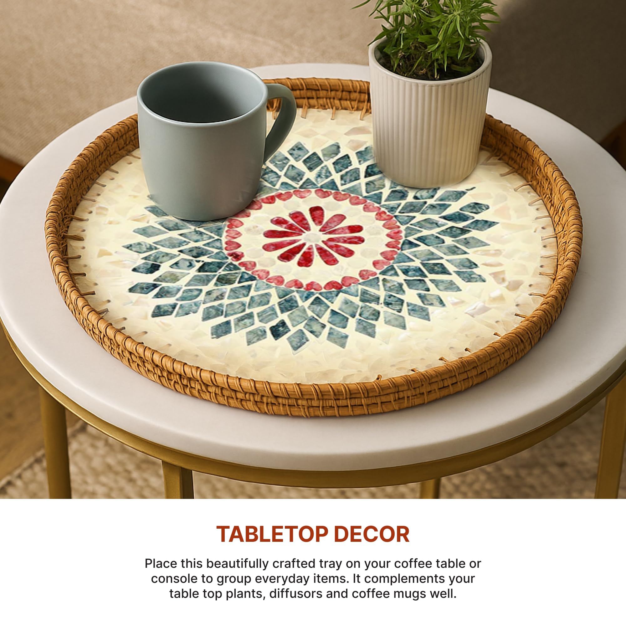 Habere India-All The Cultures Fabricating India Decorative Tray | Multipurpose Trays | Wooden Tray | Wooden Tray For Decoration